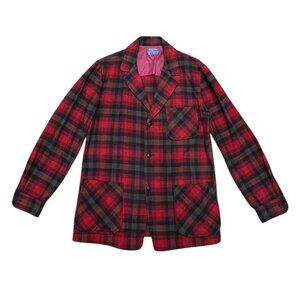 Men’s Vintage 1960s Pendleton Red Green Plaid Wool Hunting Jacket USA